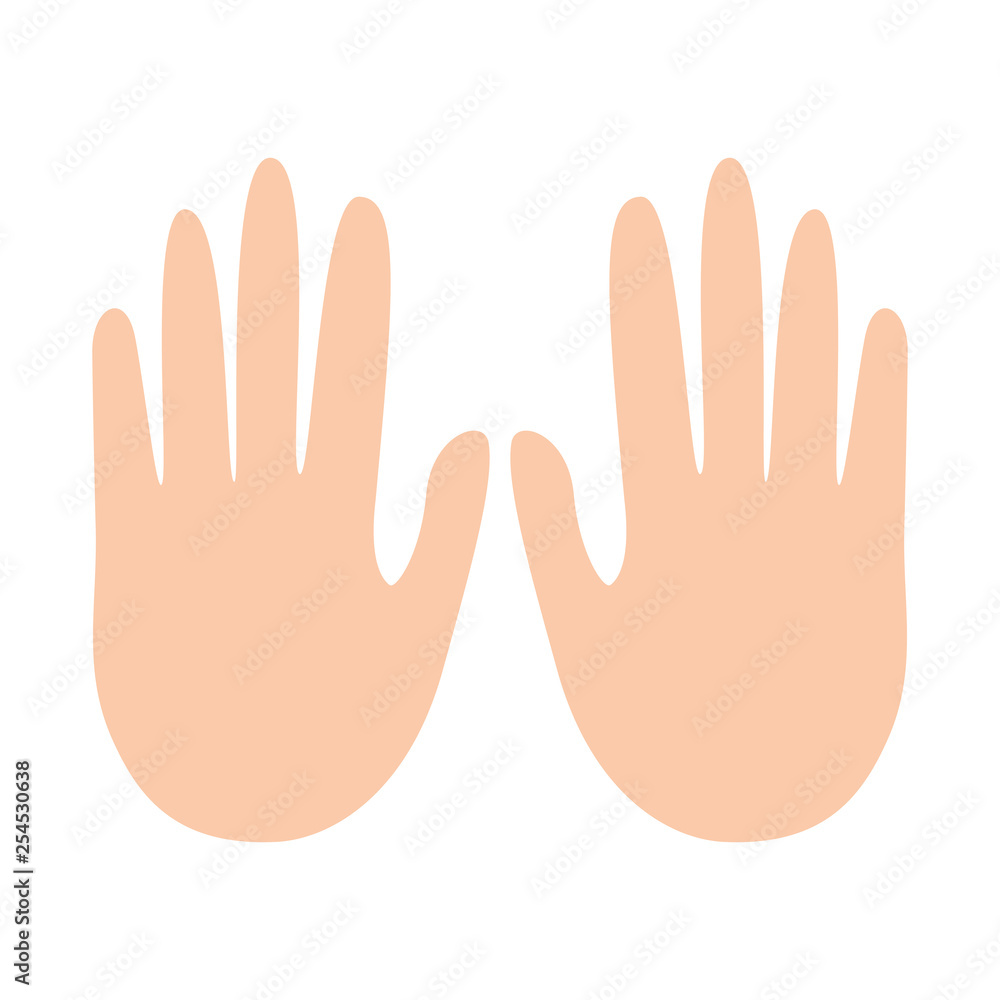 Sticker hands showing five fingers