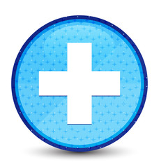 Plus icon galaxy cyan blue round button