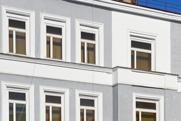 Fragment of a wall of a typical old office or administrative building.