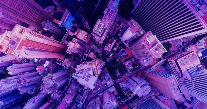Retrofuturistic cityscape seamless background.