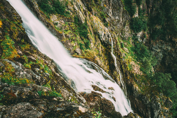 Beautiful waterfall in Norway. Amazing Norwegian nature landscape