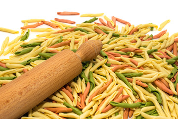 Raw colorful pasta