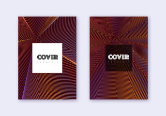 Hipster cover design template set. Orange abstract