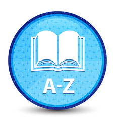 A-Z (book icon) galaxy cyan blue round button