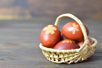  Colored Easter eggs in the basket