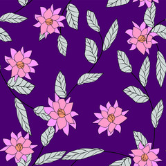 Seamless Spring Background With Flowers , Hand-Drawing. Vector.