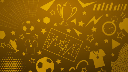 Background of football or soccer symbols in yellow colors