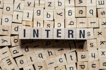 INTERN word on wood blocks concept
