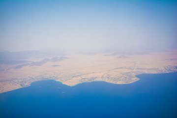 Aerial view of Sharm El Sheikh, Desert and  Red sea, Sinai Peninsula, Egypt