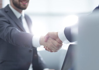 Confident businessman shaking hands