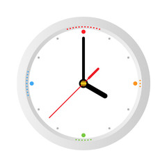 four, modern white realistic clock concept