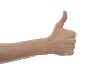 Hand showing gesture class on white isolated background.
