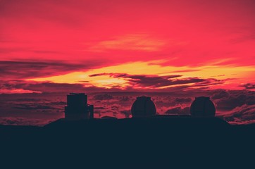 Photo gradient color effect on photo, on top of mount Mauna Kea in Hawaii