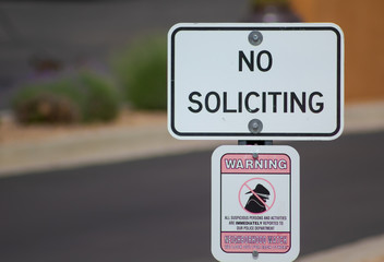 no soliciting neighborhood watch sign