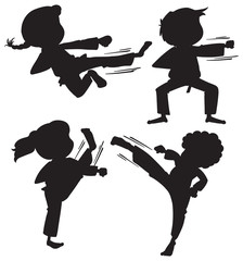 Set of silhouette karate kids © blueringmedia