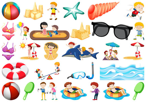 set of beach objects