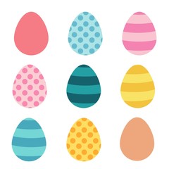 Set of easter eggs flat design on white background