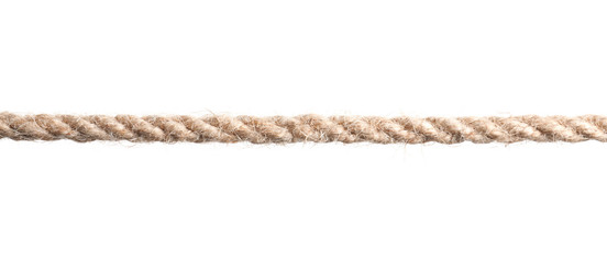 Strong nautical cotton rope on white background