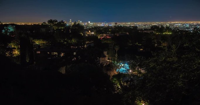 4k Los Angeles City Lights Hollywood Hills