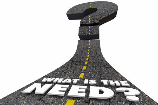 What is the Need Road Words Question 3d Illustration