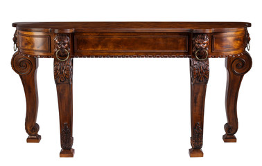 Side table lion head wooden legs with clipping path.