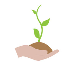Fototapeta na wymiar Isolated plant on a hand. Eco icon. Vector illustration design