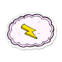 sticker of a cartoon cloud and lightning bolt symbol