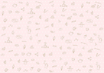 手描き　スイーツ柄　背景