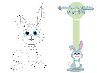 Connect The Dots and Draw Cute Cartoon Rabbit. Educational Game for Kids. Animal Cartoon Style. Vector Illustration