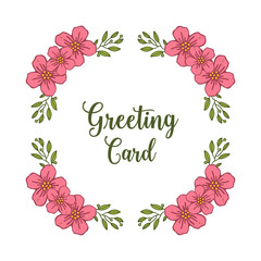 Vector illustration decorative of pink flower frame with template of greeting cards