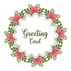 Fototapeta premium Vector illustration greeting card with texture frame flower pink green leafy