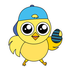 cute chick with egg easter