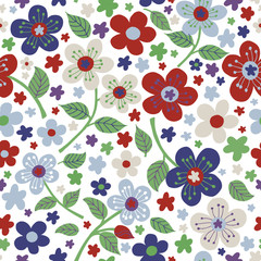Seamless floral pattern with white background. Vector illustration