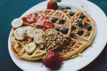 Breakfast with waffles