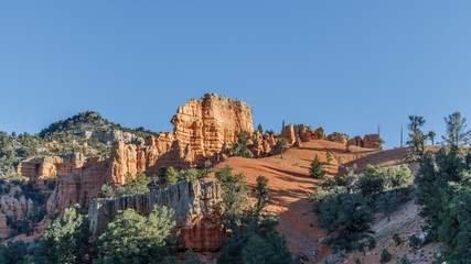 Fototapeta na wymiar Stunning Red Canyon is an area of hoodoos and sandstone rock formations, This wilderness area s found on the road between Bryce Canyon National Park and Zion National Park in Utah, USA