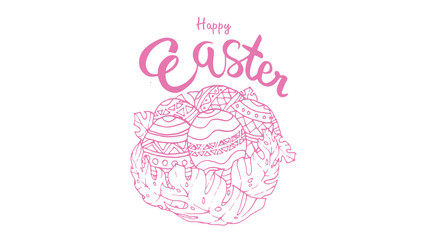 Vector illustration. Happy Easter Hand drawn elegant modern colorful lettering isolated on background. - Vector