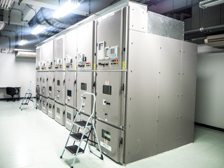 Electrical switchgear,Industrial electrical switch panel at substation in industrial zone at power...