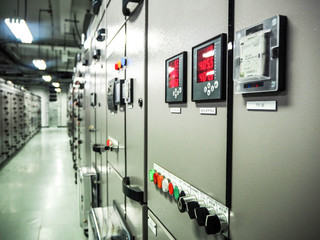 Electrical switchgear,Industrial electrical switch panel at substation in industrial zone at power...