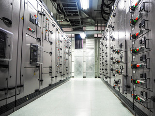 Electrical switchgear,Industrial electrical switch panel at substation in industrial zone at power plant