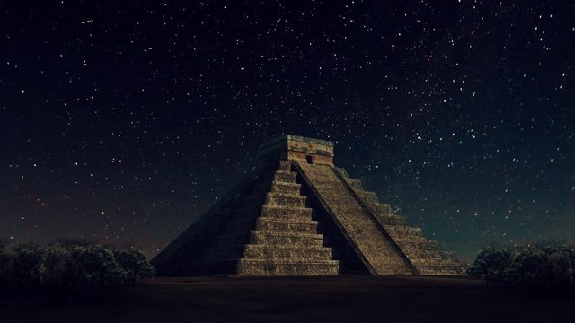 pyramid mexico at night