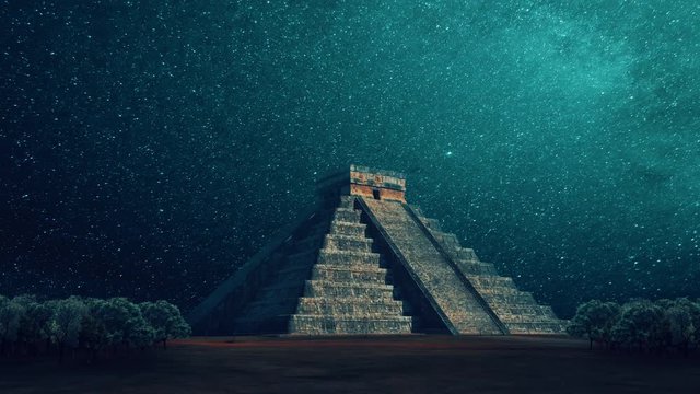 pyramid mexico at night