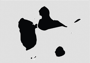 guadeloupe map - High detailed Black map with counties/regions/states of guadeloupe. guadeloupe map isolated on transparent background.