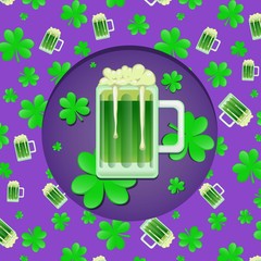 Saint Patrick's day celebration pack, editable vector designs and seamless pattern set