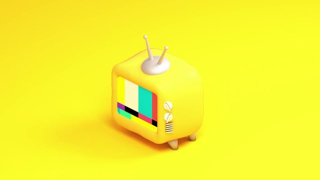 3d toy TV with luma matte animation.