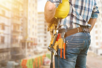 Tradesman toolbelt woman vision technician town wrench