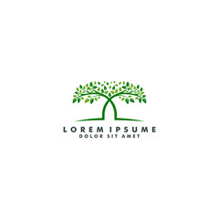 Tree logo template. Enviromrntal icon, nature leaf design vector illustration