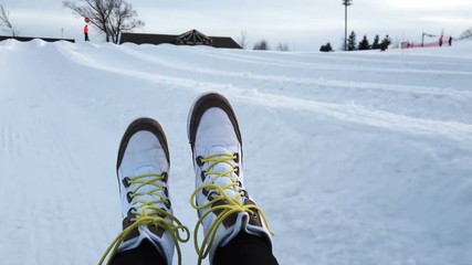 Tubing in Snow park, winter activities. 