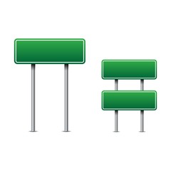 Green traffic signs vector. Road board text panel vector.