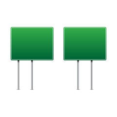 Green traffic signs vector. Road board text panel vector.