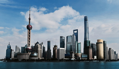 Obraz premium Panorama landscape of the skyline of Shanghai, China